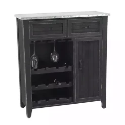 Hot Kirklands Home Rustic Galvanized Top Wine Cabinet Black