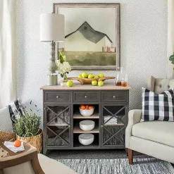 New Kirklands Home Rustic Gray Balustrade Buffet Lamp White