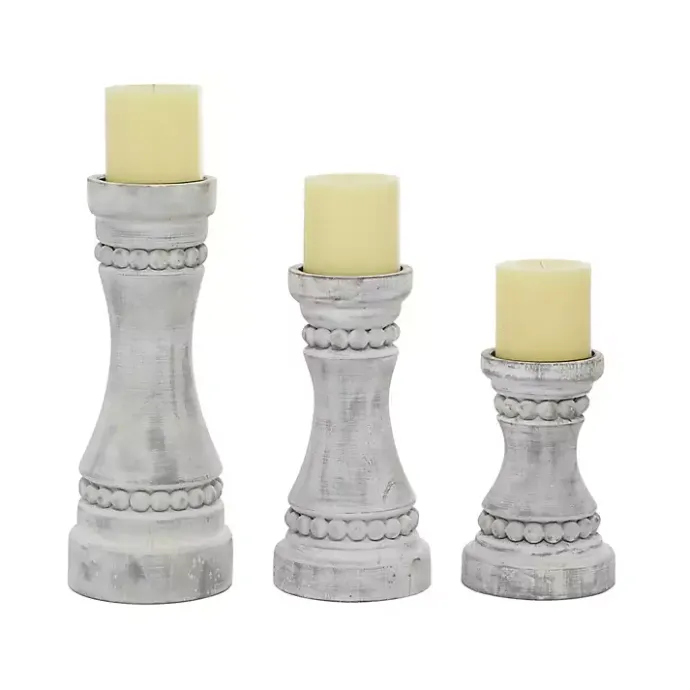 Hot Kirklands Home Rustic Gray Carved 3-pc. Candle Holder Set