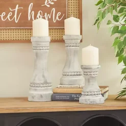 Hot Kirklands Home Rustic Gray Carved 3-pc. Candle Holder Set