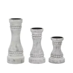 Hot Kirklands Home Rustic Gray Carved 3-pc. Candle Holder Set