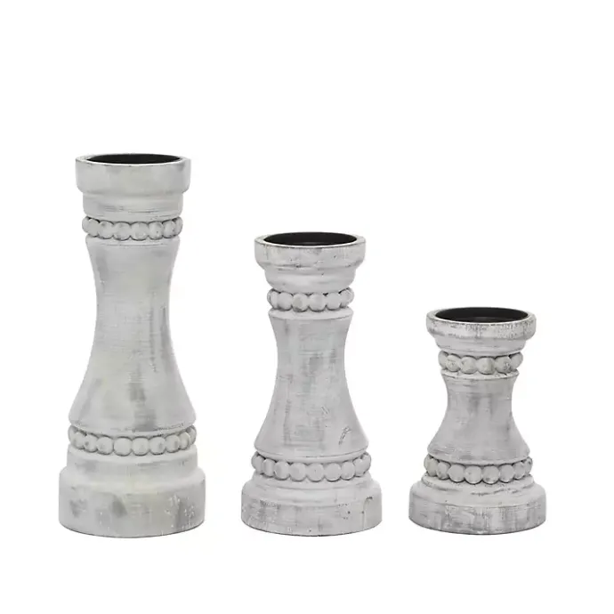 Hot Kirklands Home Rustic Gray Carved 3-pc. Candle Holder Set