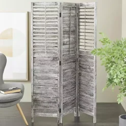 Hot Kirklands Home Rustic Shutter Trifold Room Divider Gray