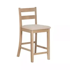 Clearance Kirklands Home Rustic Graywash Wood Upholstered Counter Stool Brown