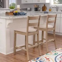 Clearance Kirklands Home Rustic Graywash Wood Upholstered Counter Stool Brown