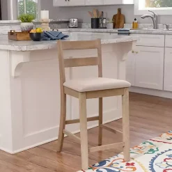 Clearance Kirklands Home Rustic Graywash Wood Upholstered Counter Stool Brown