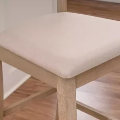 Clearance Kirklands Home Rustic Graywash Wood Upholstered Counter Stool Brown