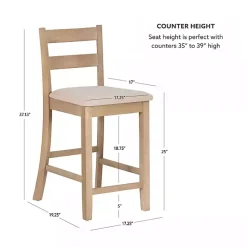 Clearance Kirklands Home Rustic Graywash Wood Upholstered Counter Stool Brown