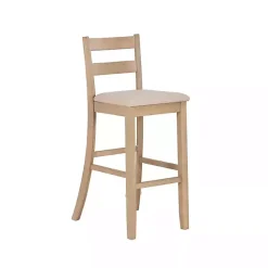 Outlet Kirklands Home Rustic Graywash Wood Upholstered Bar Stool Brown