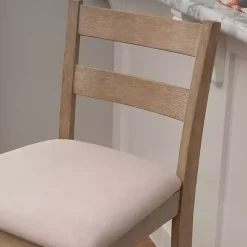 Outlet Kirklands Home Rustic Graywash Wood Upholstered Bar Stool Brown