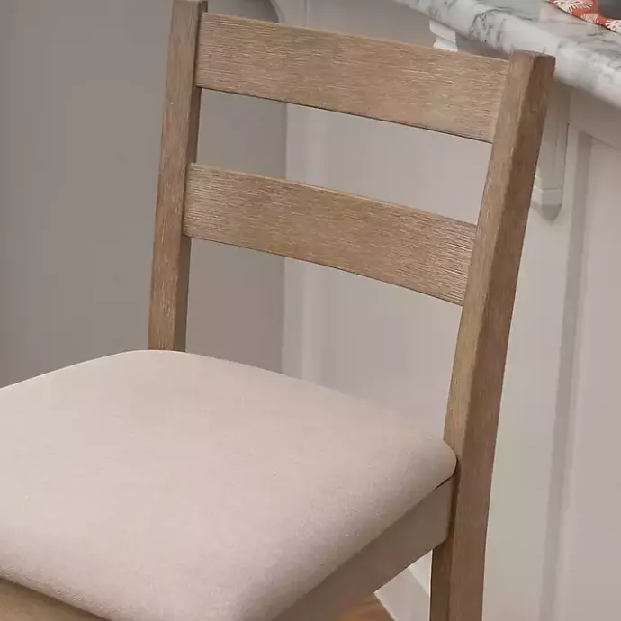 Outlet Kirklands Home Rustic Graywash Wood Upholstered Bar Stool Brown