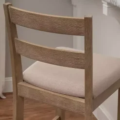 Outlet Kirklands Home Rustic Graywash Wood Upholstered Bar Stool Brown