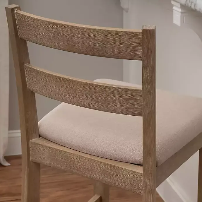 Outlet Kirklands Home Rustic Graywash Wood Upholstered Bar Stool Brown