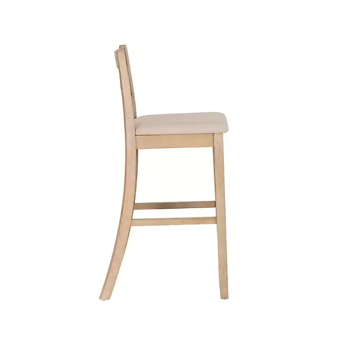 Outlet Kirklands Home Rustic Graywash Wood Upholstered Bar Stool Brown