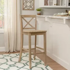 Hot Kirklands Home Rustic Graywash Wood X Back Bar Stool Brown