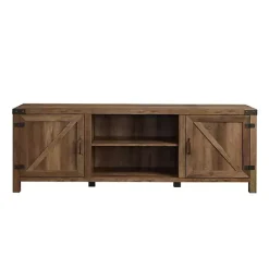 Outlet Kirklands Home Rustic Oak Barn Door TV Stand Brown