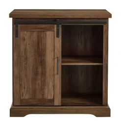 Outlet Kirklands Home Rustic Oak Grooved Sliding Barn Door Cabinet Brown