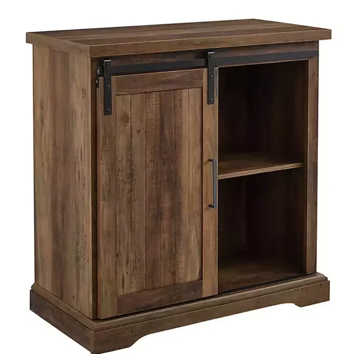 Outlet Kirklands Home Rustic Oak Grooved Sliding Barn Door Cabinet Brown