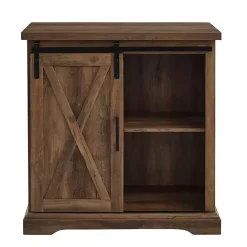 Kirklands Home Rustic Oak Sliding Barn Door Cabinet Brown
