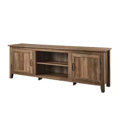 Kirklands Home Rustic Oak Wood Grooved Door TV Stand Brown