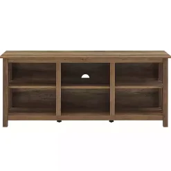 Hot Kirklands Home Rustic Oak Wood Slatted Sides Media Cabinet Brown