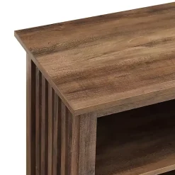 Hot Kirklands Home Rustic Oak Wood Slatted Sides Media Cabinet Brown