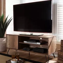 Online Kirklands Home Rustic Oak Wood TV Stand Brown