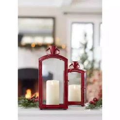 Outlet Kirklands Home Rustic Metal Lanterns, Set of 3 Red