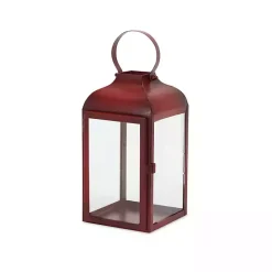 Sale Kirklands Home Rustic Ring Top Metal Lanterns, Set of 3 Red