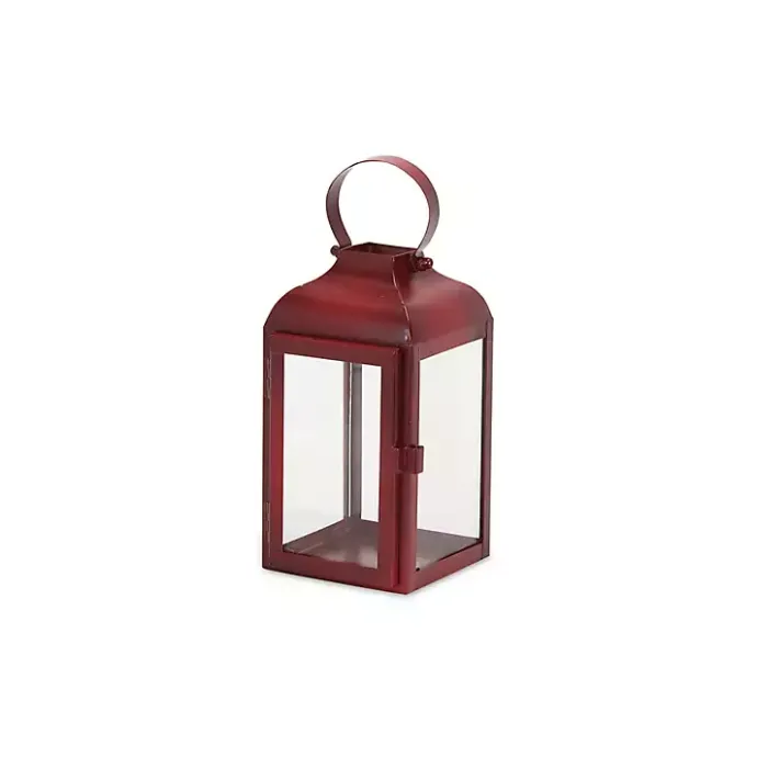 Sale Kirklands Home Rustic Ring Top Metal Lanterns, Set of 3 Red