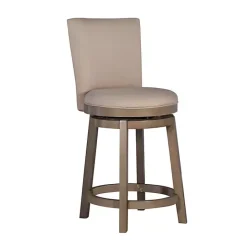 New Kirklands Home Rustic Taupe Upholstered Swivel Counter Stool Tan
