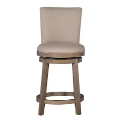 New Kirklands Home Rustic Taupe Upholstered Swivel Counter Stool Tan