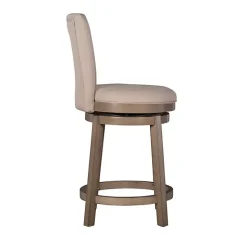 New Kirklands Home Rustic Taupe Upholstered Swivel Counter Stool Tan