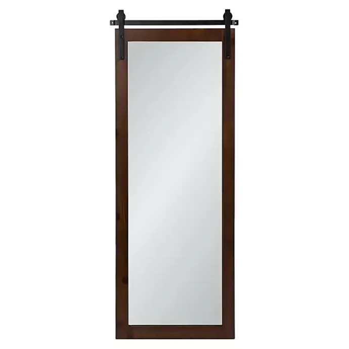 Outlet Kirklands Home Rustic Walnut Barn Door Wall Mirror