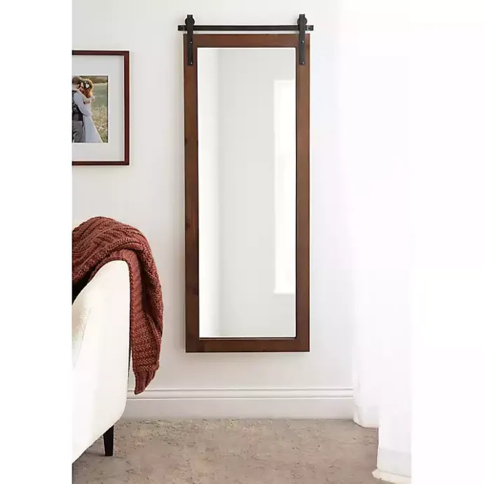 Outlet Kirklands Home Rustic Walnut Barn Door Wall Mirror