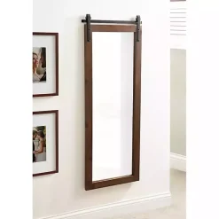 Outlet Kirklands Home Rustic Walnut Barn Door Wall Mirror