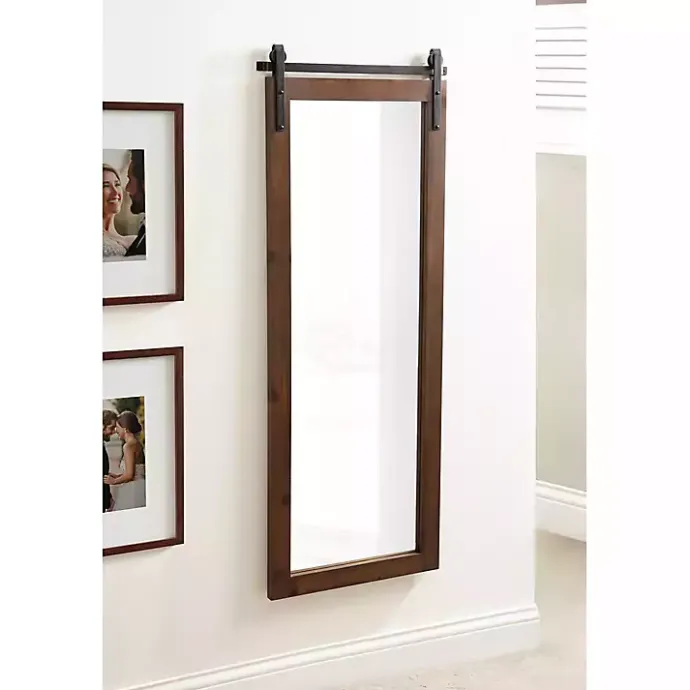 Outlet Kirklands Home Rustic Walnut Barn Door Wall Mirror