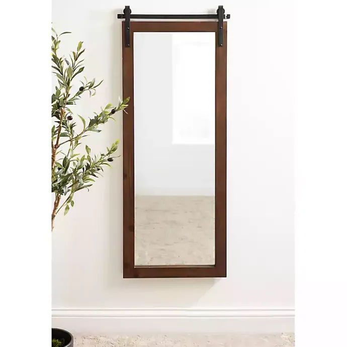 Outlet Kirklands Home Rustic Walnut Barn Door Wall Mirror