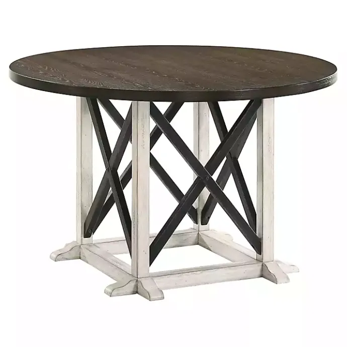 Best Kirklands Home Rustic White & Oak Wood Round Dining Table Brown