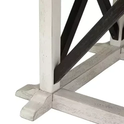 Best Kirklands Home Rustic White & Oak Wood Round Dining Table Brown