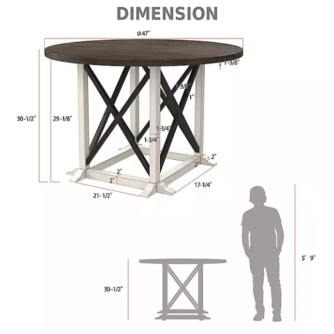 Best Kirklands Home Rustic White & Oak Wood Round Dining Table Brown
