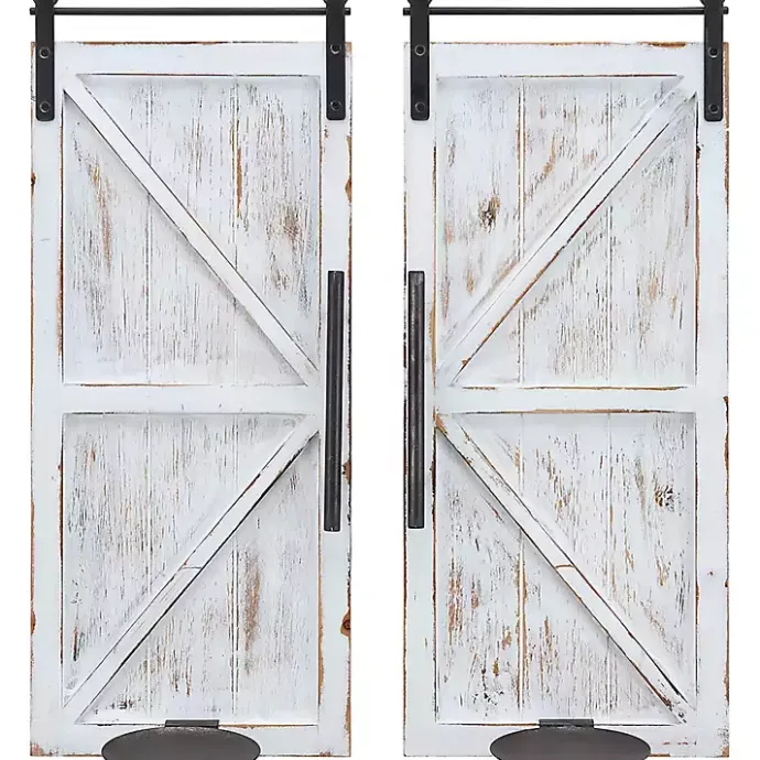 Discount Kirklands Home Rustic White Barn Door Sconces, Set of 2