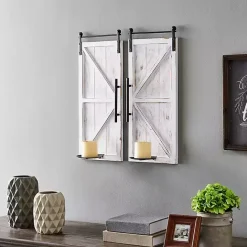 Discount Kirklands Home Rustic White Barn Door Sconces, Set of 2
