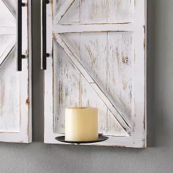 Discount Kirklands Home Rustic White Barn Door Sconces, Set of 2