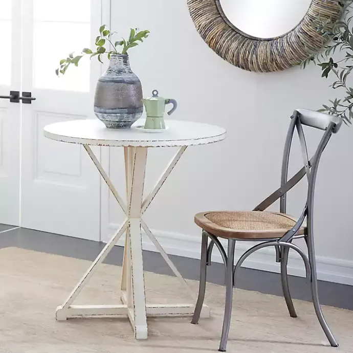 Best Kirklands Home Rustic Hourglass Side Table White
