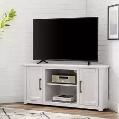 Best Kirklands Home Rustic White Katy-Corner TV Stand