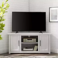 Best Kirklands Home Rustic White Katy-Corner TV Stand