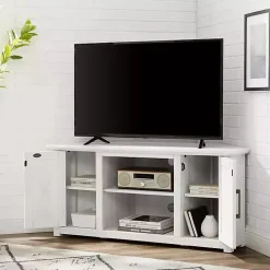 Best Kirklands Home Rustic White Katy-Corner TV Stand