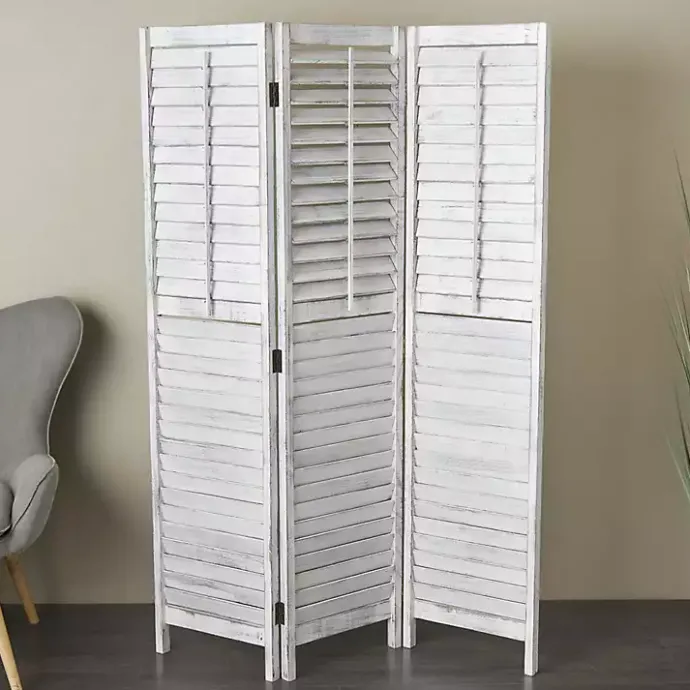 Discount Kirklands Home Rustic Shutter Trifold Room Divider White