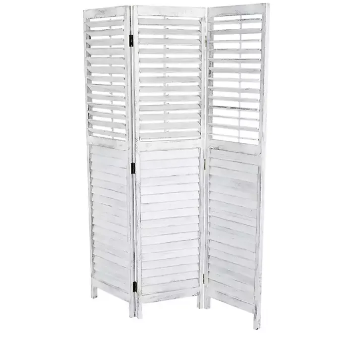 Discount Kirklands Home Rustic Shutter Trifold Room Divider White